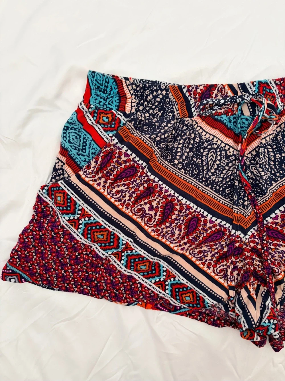 Boho Printed Wrap Skirt in Red & Teal